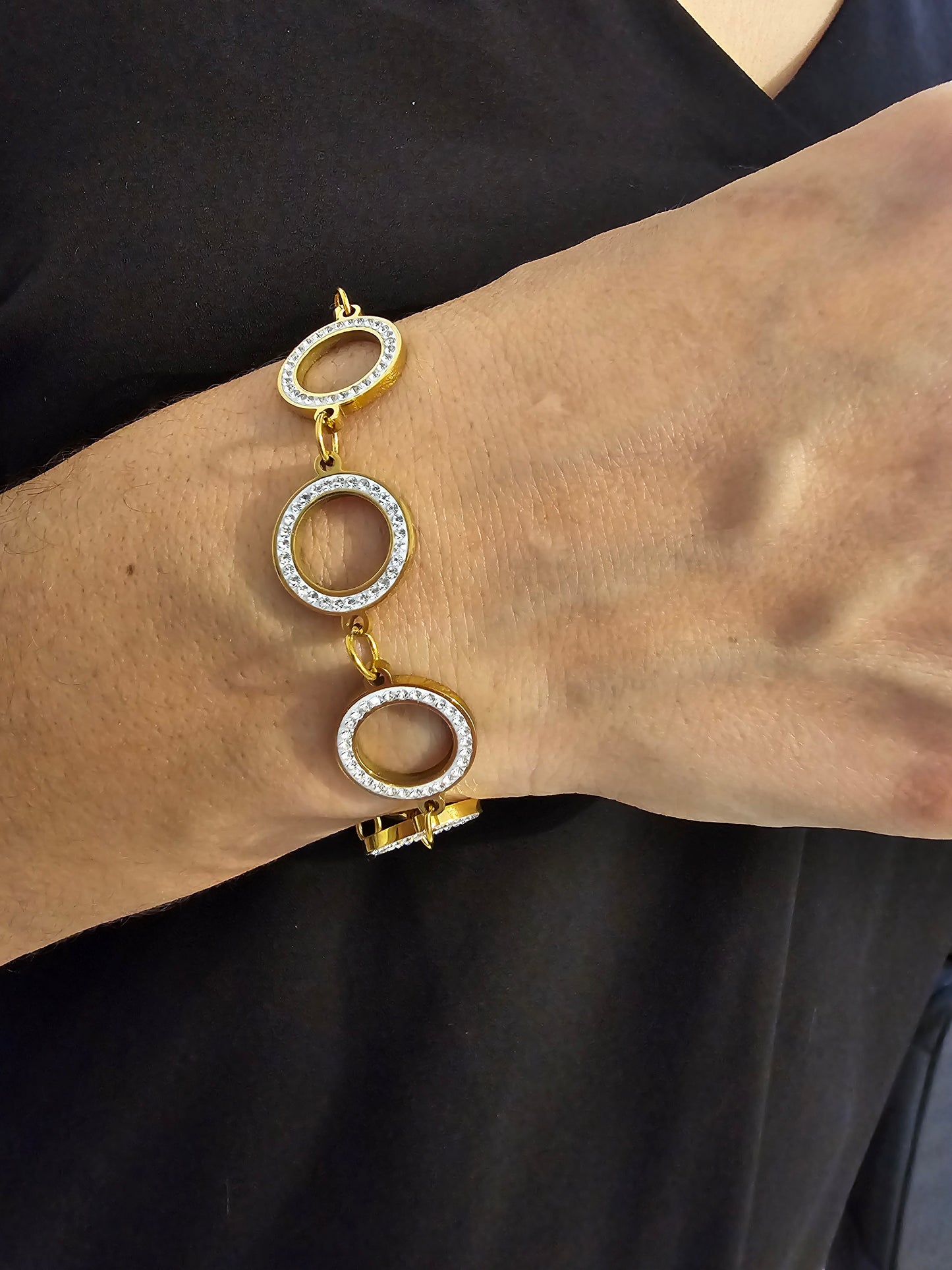 Bracelet ajustable strass fait main
