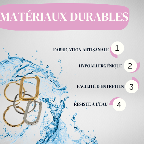 Créoles interchangeables
Matériaux durables
