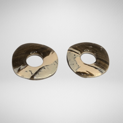 Pampilles pour boucles d'oreilles rondes
marron et beige