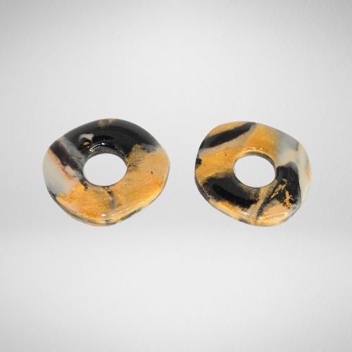 Pampilles pour boucles d'oreilles rondes
or noir et blanc