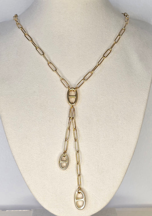 Collier acier inoxydable doré maille marine