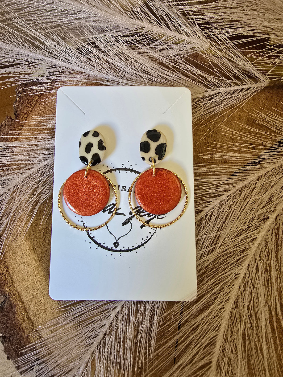 Boucles d’oreilles léopard et terracotta métallisé – Créa Gégé
