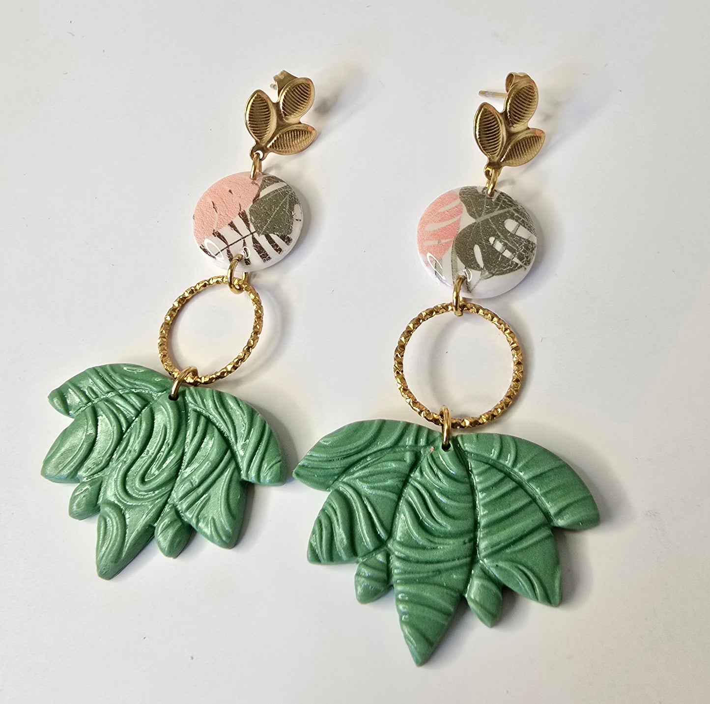 Boucles dâoreilles tropical rose - Acier inoxydable