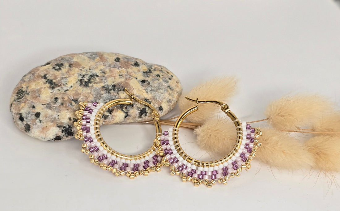 Boucles d'oreilles perles tissées à la main – Créations Géna