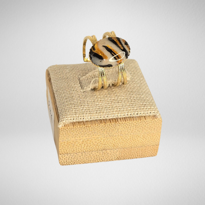 Bague ajustable dorée léopard