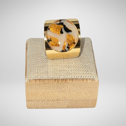 Bague ajustable dorée léopard
