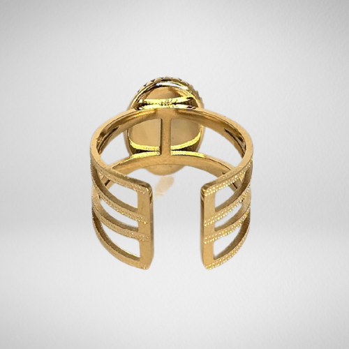 Bague ajustable dorée léopard