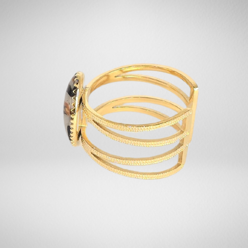 Bague ajustable dorée léopard