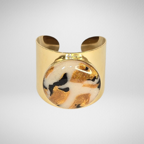 Bague ajustable dorée léopard