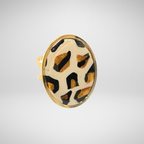 Bague pâte polymère artisanale ovale 