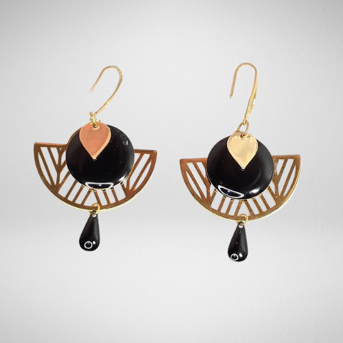 Boucles d'oreilles goutte d'eau acier inoxydable doré noir