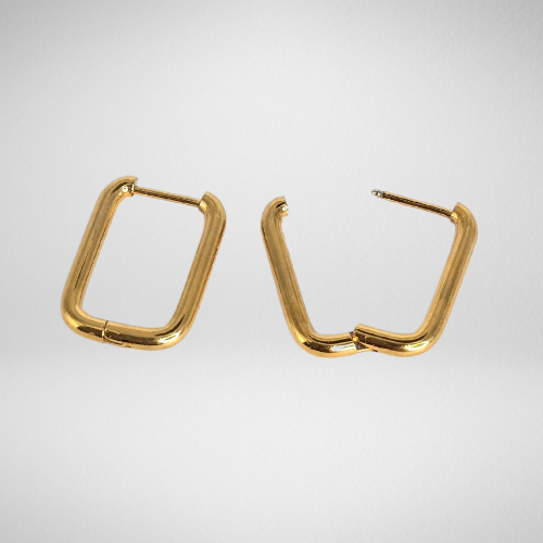 Boucles d'oreilles interchangeables rectangulaires dorées