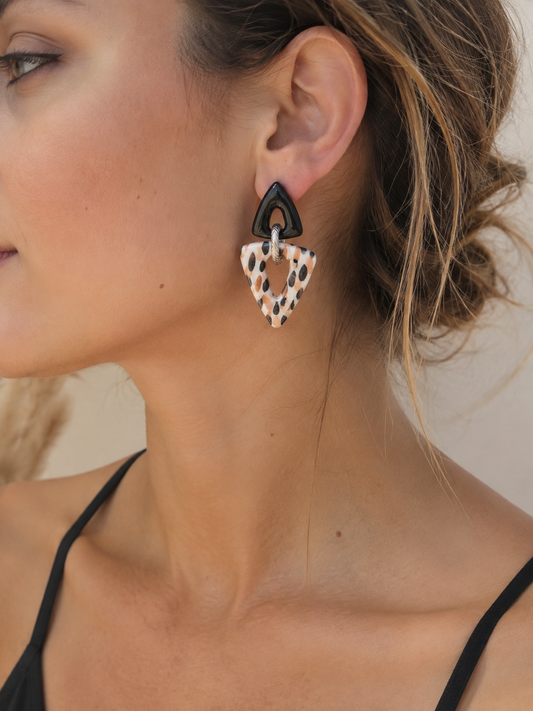 "Wild Graphic" Leopard Print Triangle Earrings