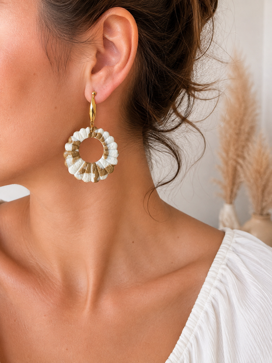 "Sun Sand" marled scalloped hoop earrings
