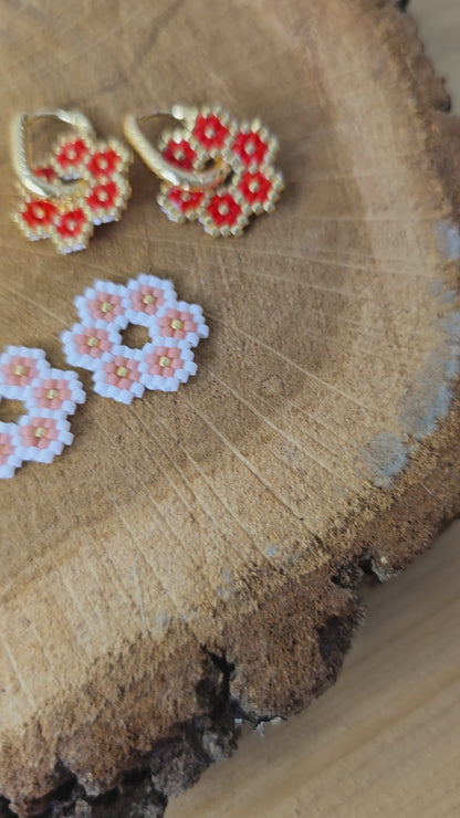 Boucles d’oreilles créoles et perles tissées à la main - Bijou artisanal bohème chic