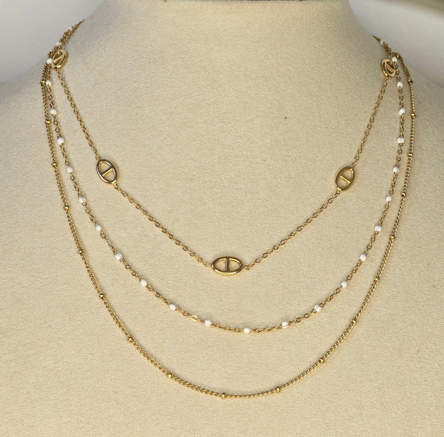 Collier triple acier inoxydable maille marine