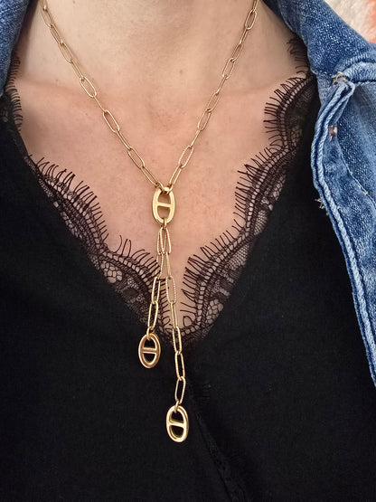 Collier acier inoxydable doré maille marine