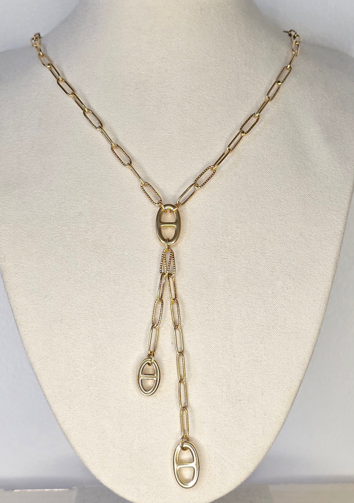 Collier acier inoxydable doré maille marine