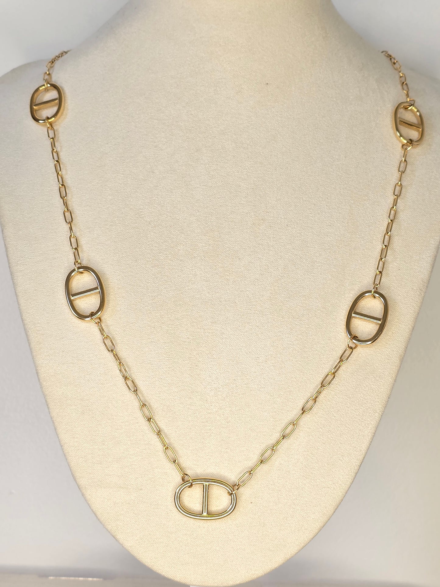 Collier sautoir grosse maille marine - Acier inoxydable