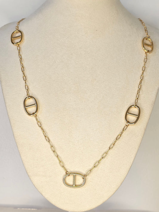 Collier sautoir grosse maille marine - Acier inoxydable