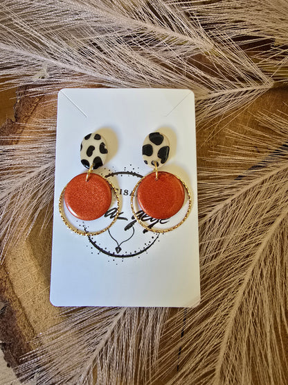 Boucles d’oreilles léopard et terracotta métallisé – Créa Gégé