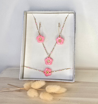 Parure fleur en acier inoxydable