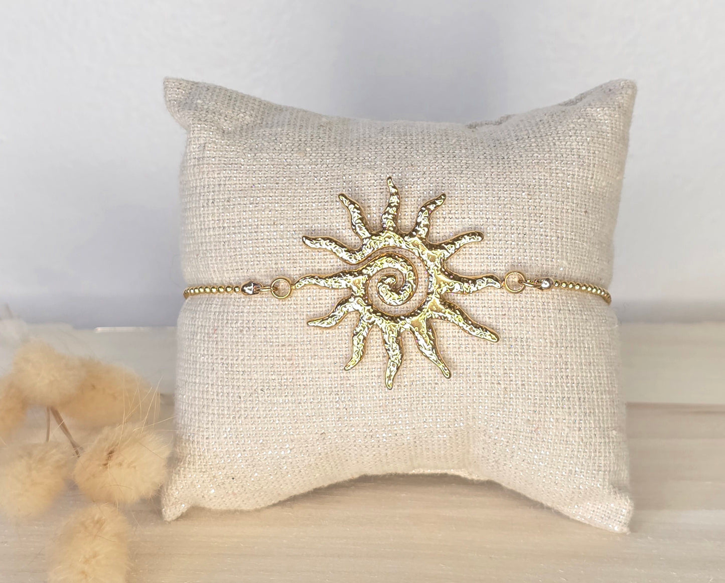 Bracelet soleil doré en acier inoxydable - vue 2 - Créa Gégé