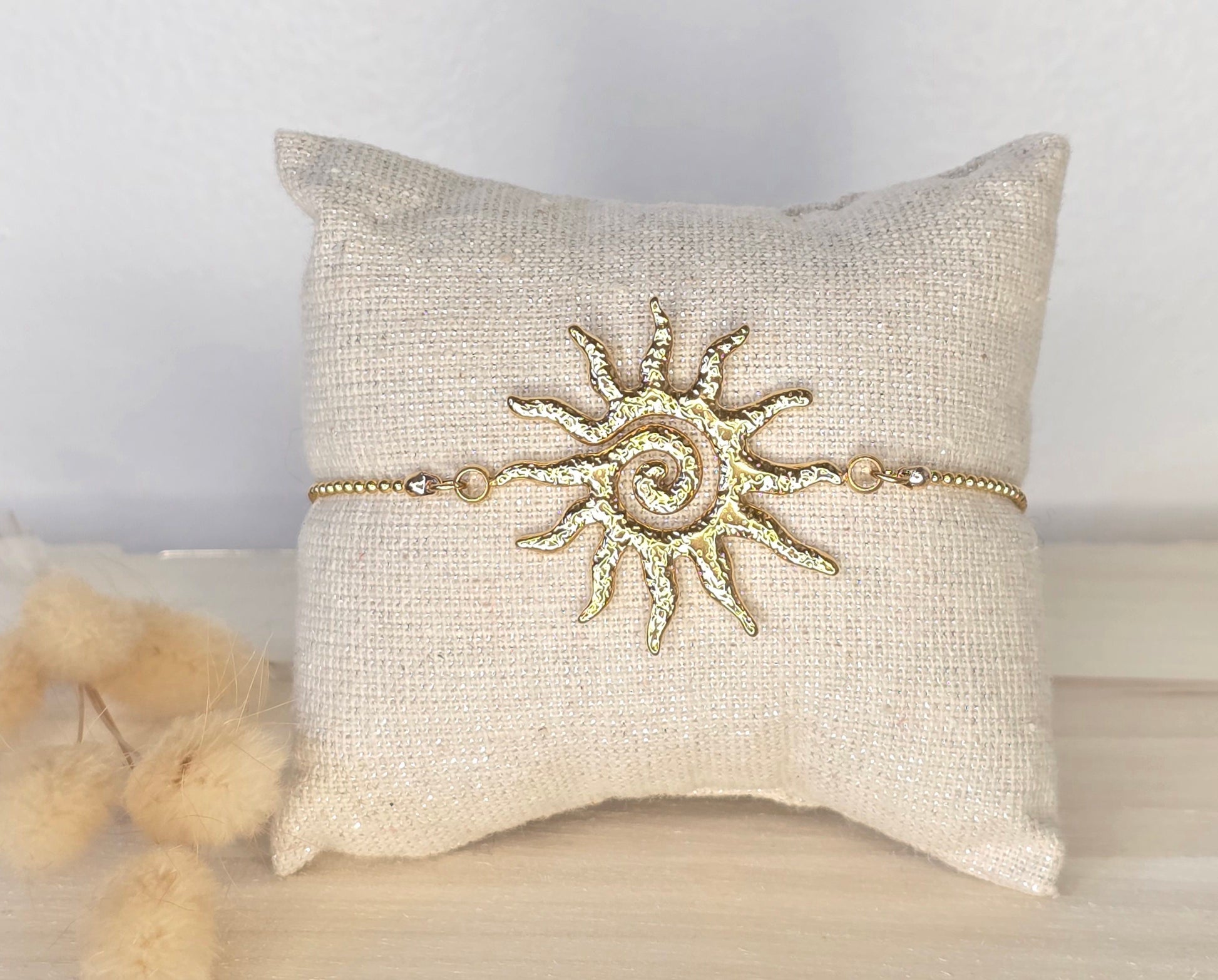 Bracelet soleil doré en acier inoxydable - vue 2 - Créa Gégé