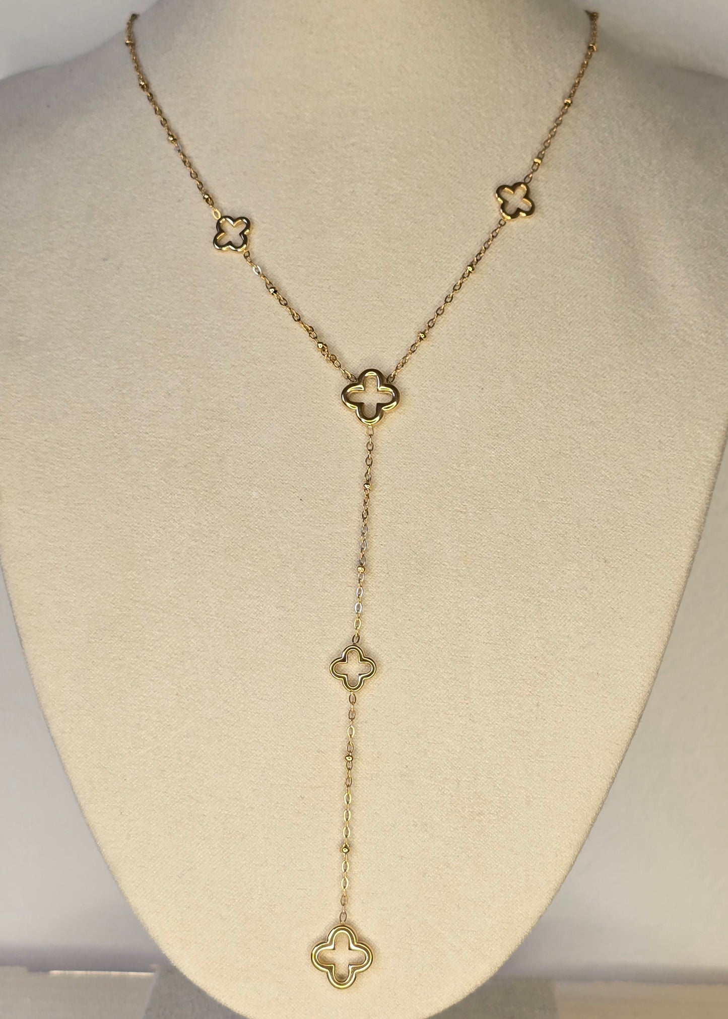 Collier fleur Y - Acier inoxydable doré