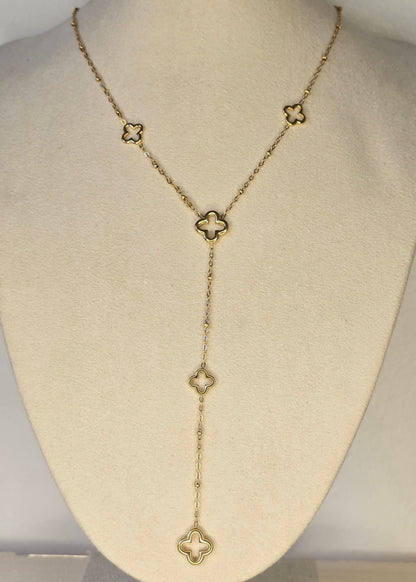 Collier fleur Y - Acier inoxydable doré