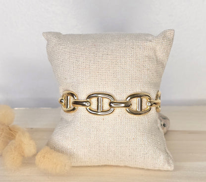 Bracelet jonc maille marine acier inoxydable doré ajustable - vue 3 - Créa Gégé