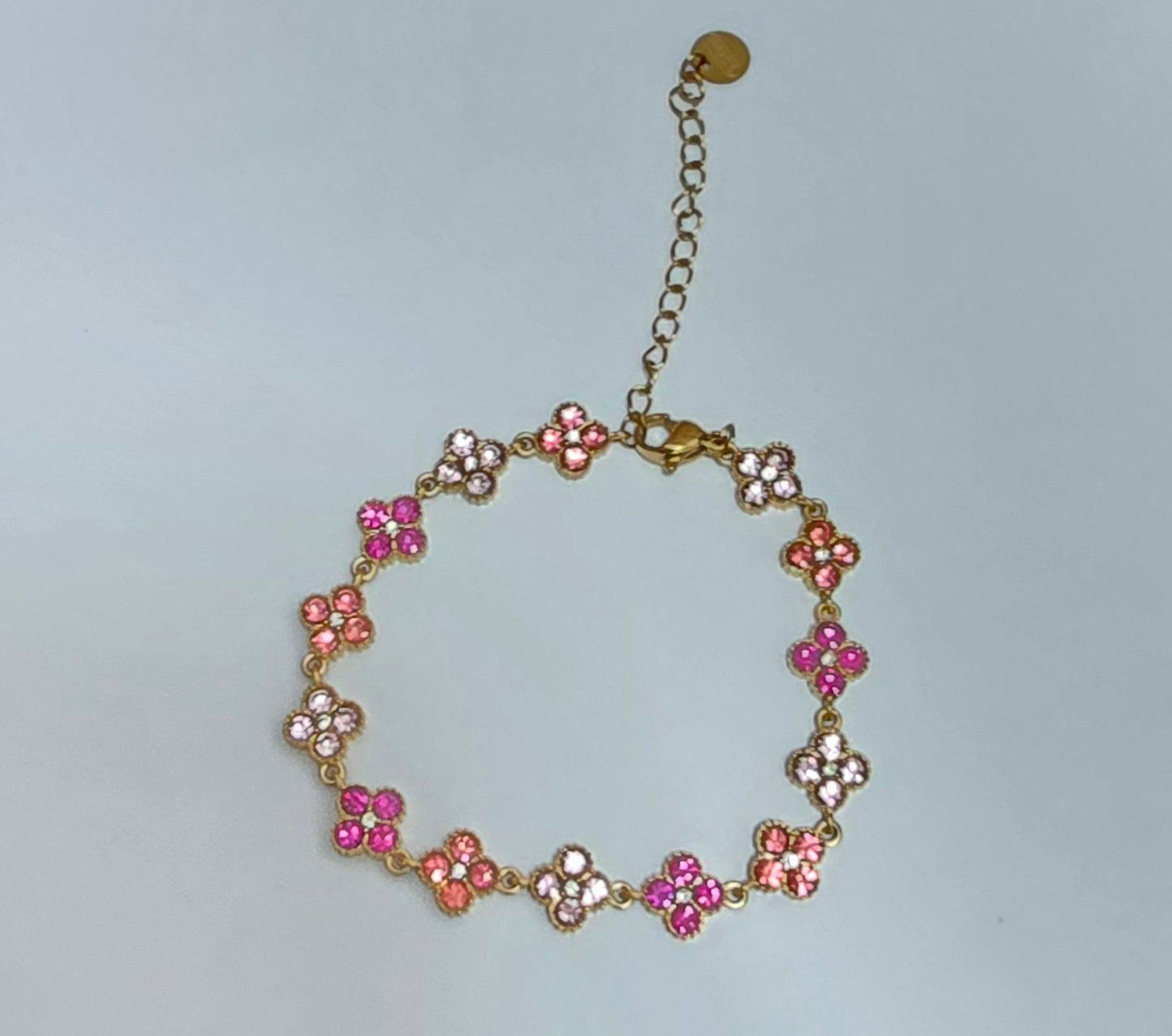 Bracelet Trèfle Rose Ajustable - Acier Inoxydable