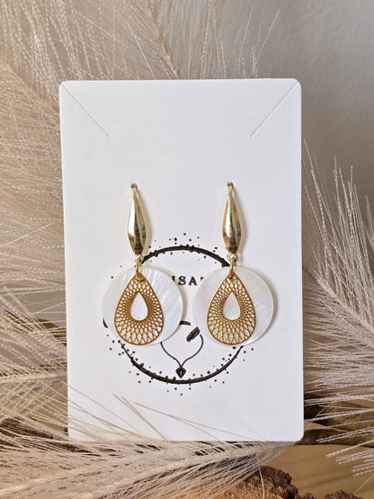 Boucles d’oreilles nacre blanche - Acier inoxydable