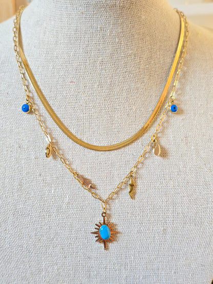Collier double turquoise