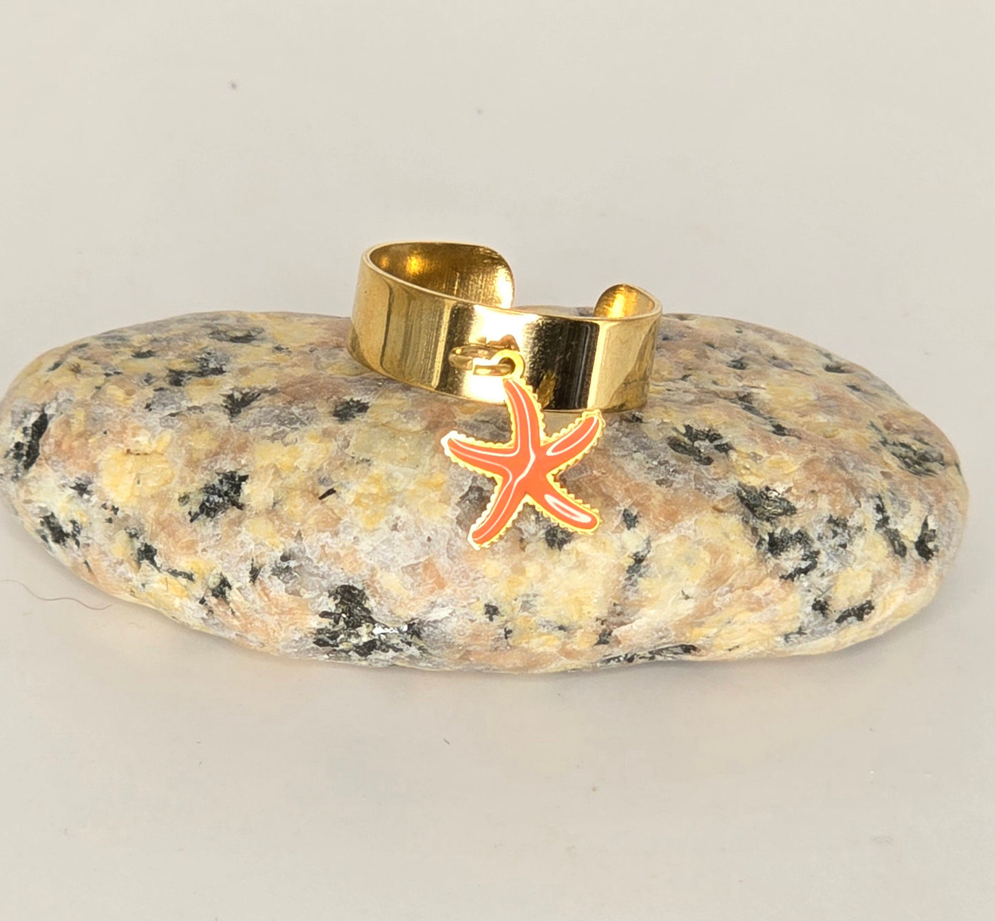 Bague Dorée étoile de mer orange-acier inoxydable ajustable - vue 2 - Créa Gégé