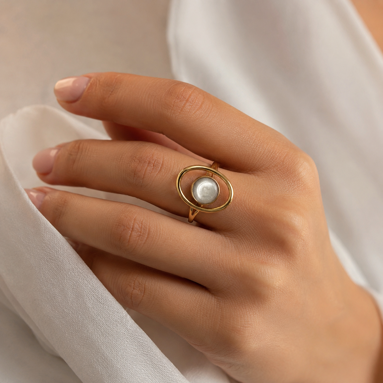 Bague ovale résine ronde ajustable - vue 2 - Créa Gégé