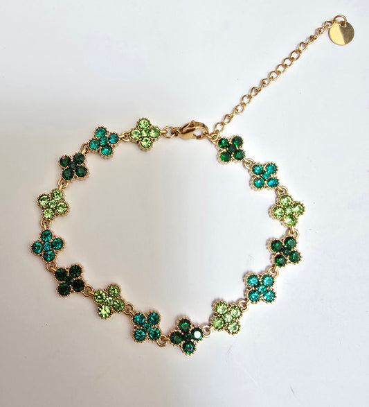 Bracelet Trèfle Dégradé Vert Émeraude - Acier Inoxydable