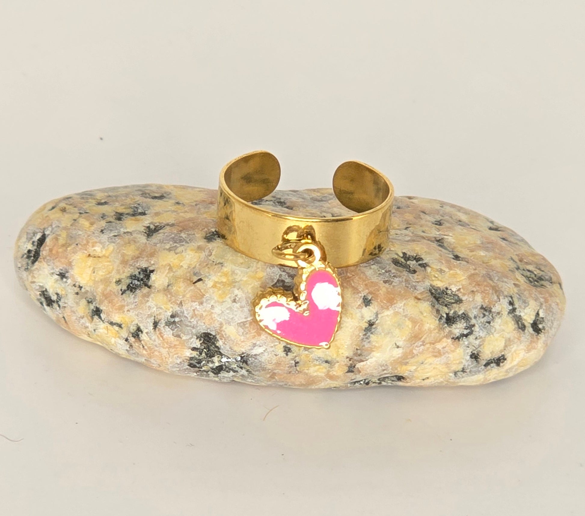 Bague ajustable cœur rose - vue 3 - Créa Gégé