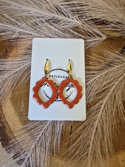 Boucles d’oreilles terracotta métallisé ajourées festonnées – Créa Gégé