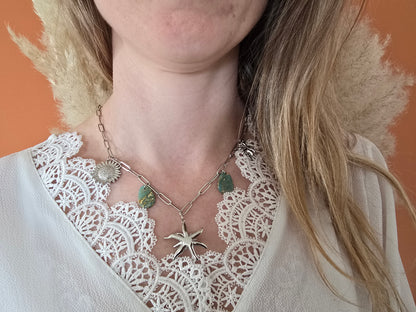 Collier étoile gouttes vert jade - Créa Gégé