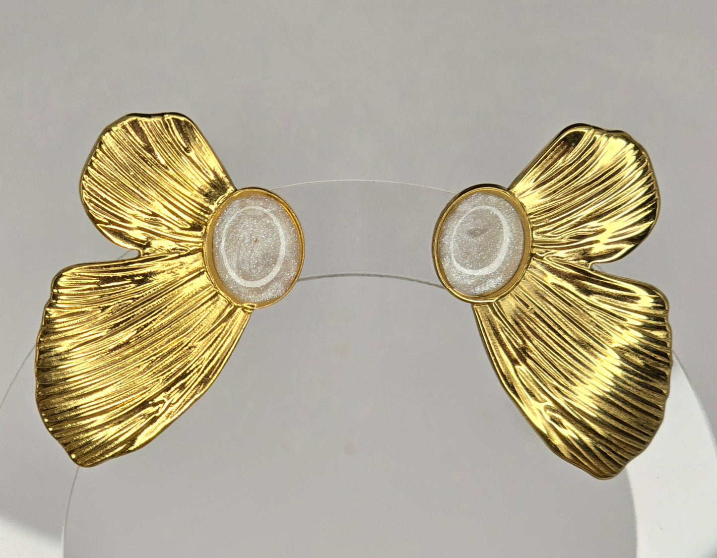 Boucles d'oreilles fleur dorées – acier inoxydable - Créa Gégé