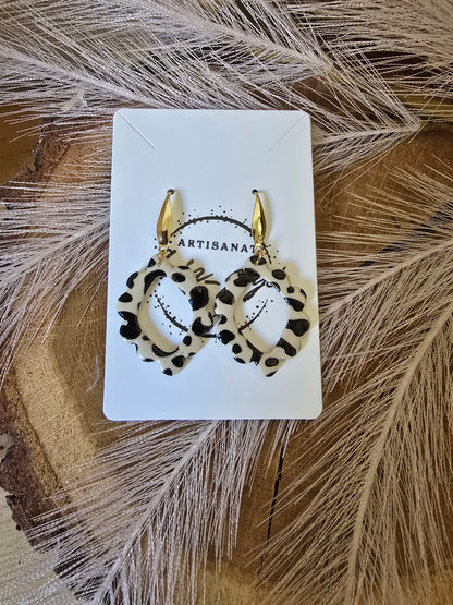 Boucles d’oreilles léopard ajourées festonnées – Créa Gégé