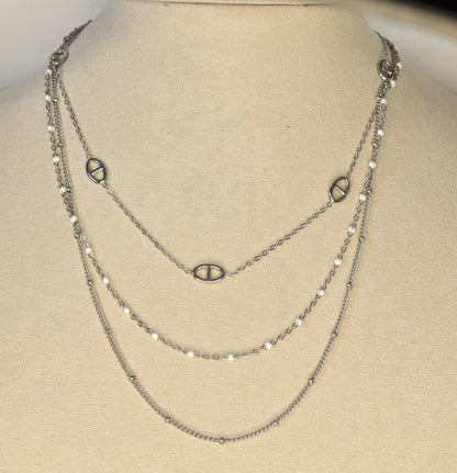 Collier triple acier inoxydable maille marine