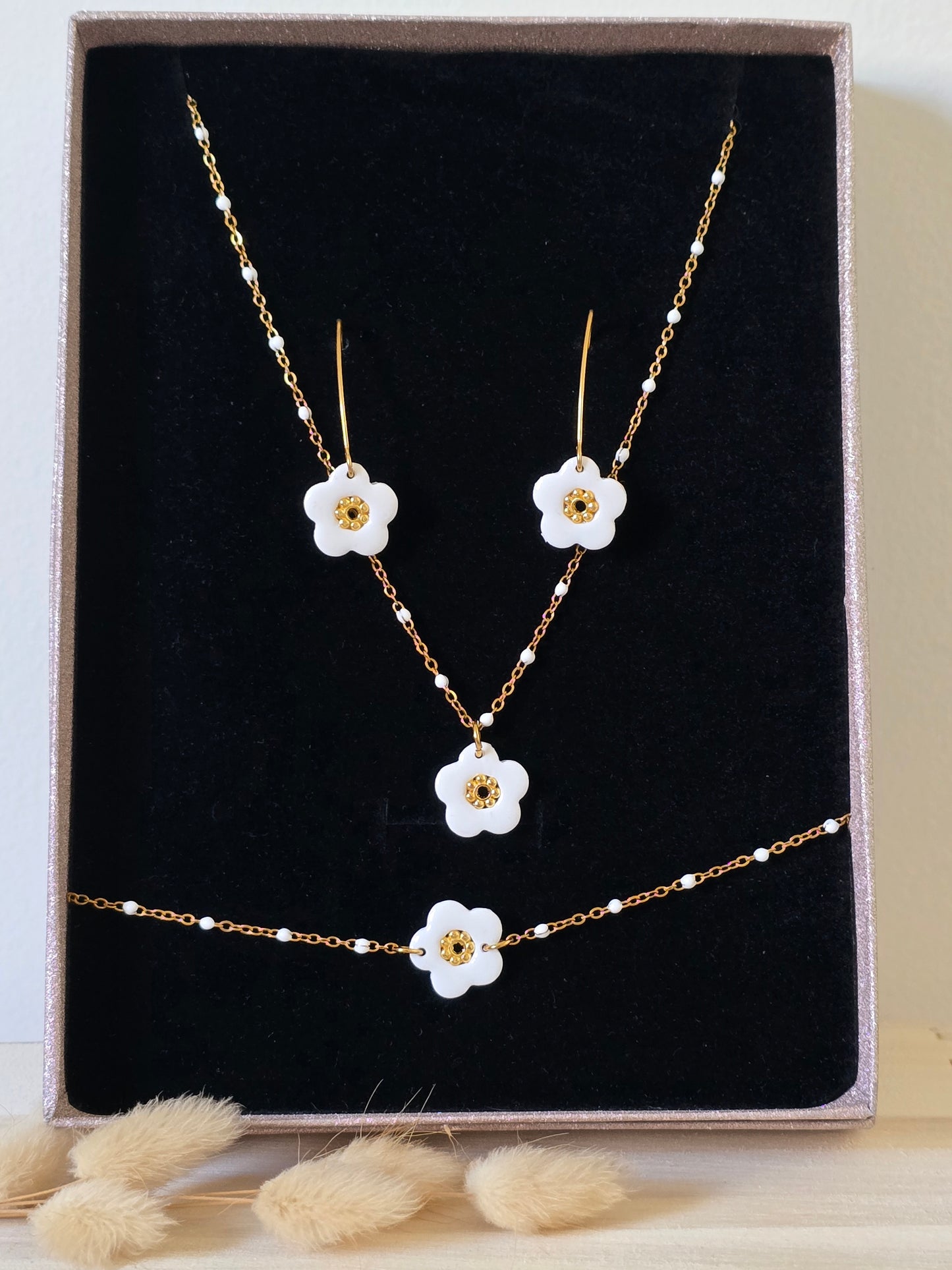 Parure fleur en acier inoxydable - Créa Gégé