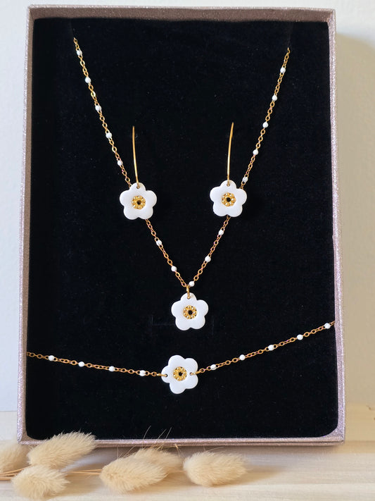 Parure fleur en acier inoxydable - Créa Gégé