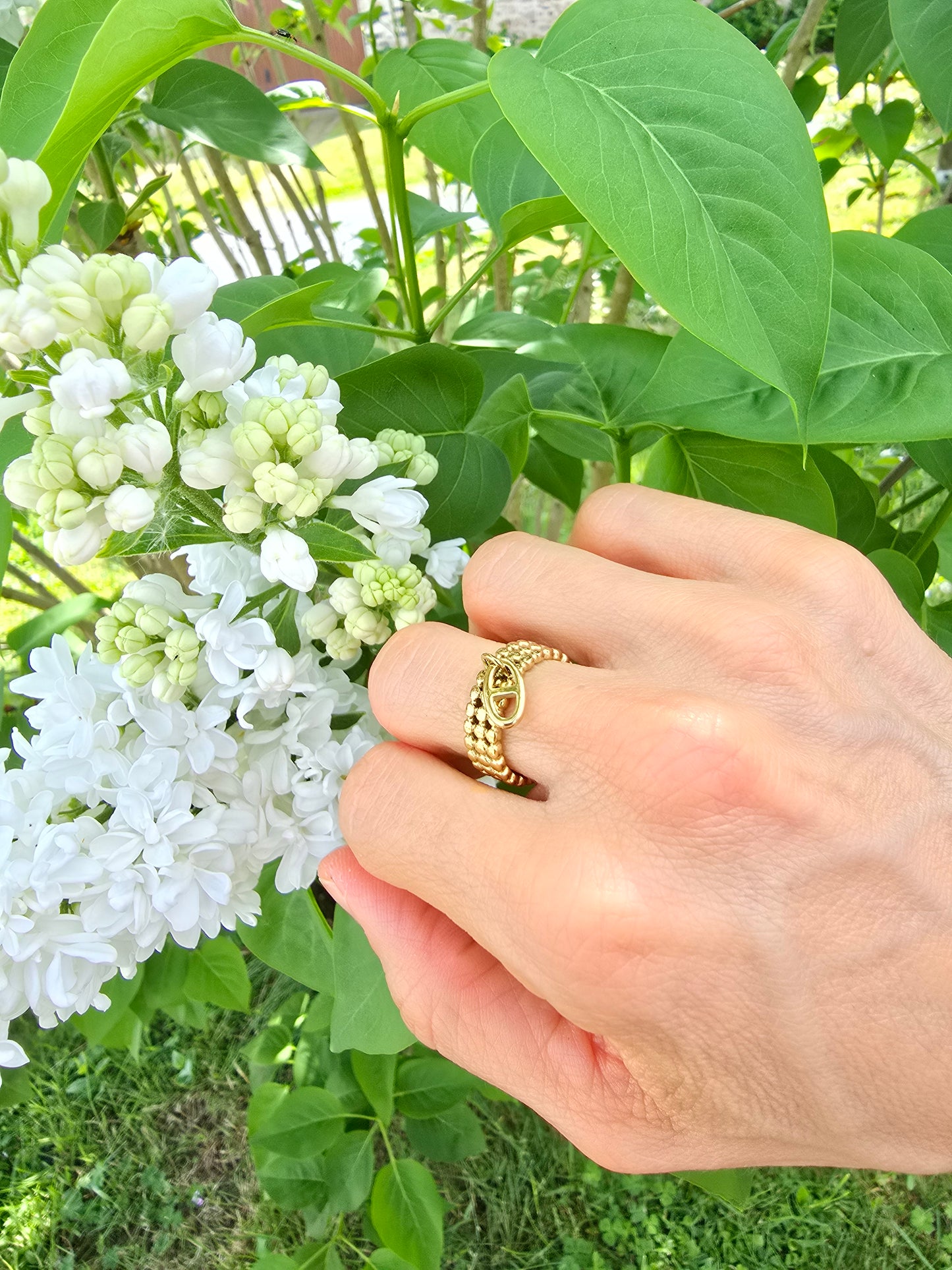 Bague ajustable  maille marine - Acier inoxydable