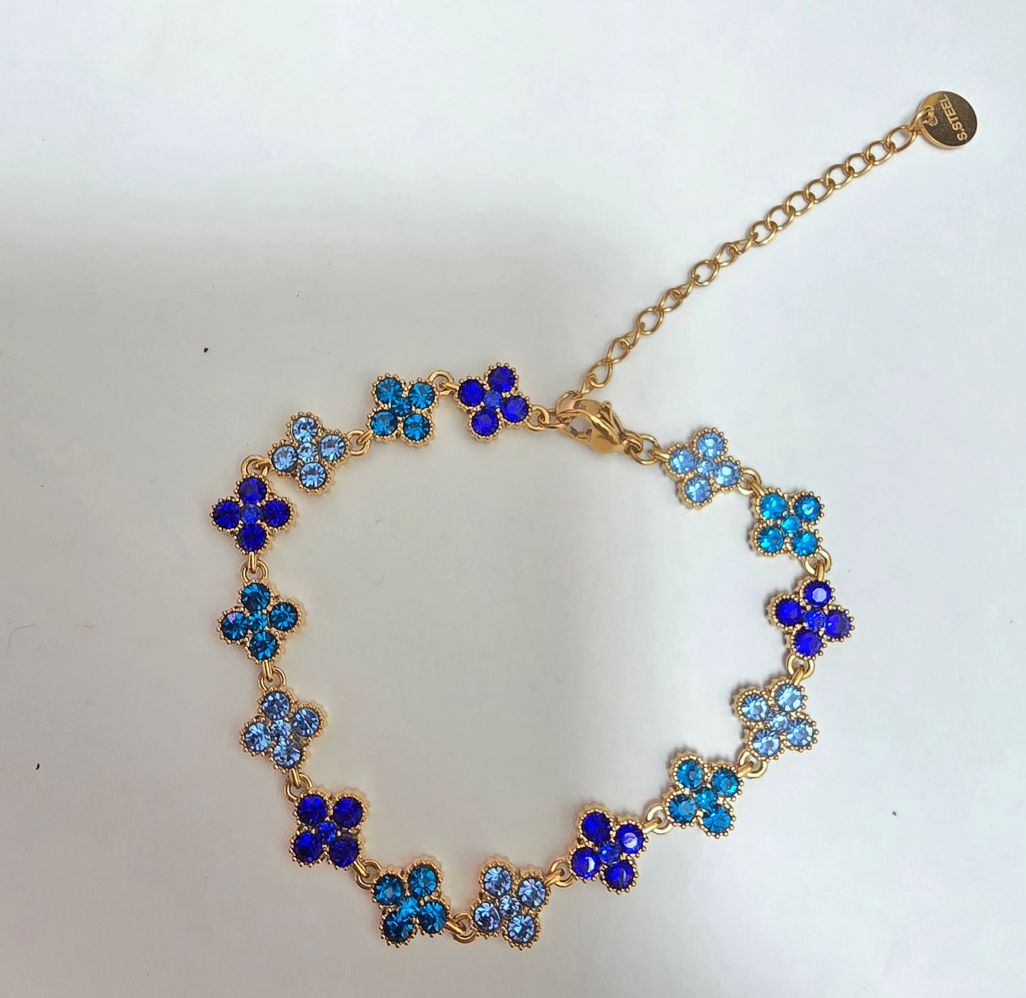 Bracelet Trèfle Dégradé Bleu Saphir - Acier Inoxydable