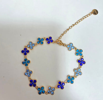 Bracelet Trèfle Dégradé Bleu Saphir - Acier Inoxydable