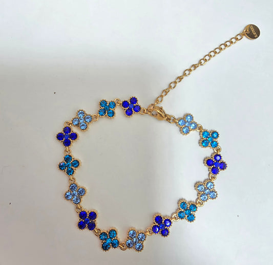 Bracelet Trèfle Dégradé Bleu Saphir - Acier Inoxydable
