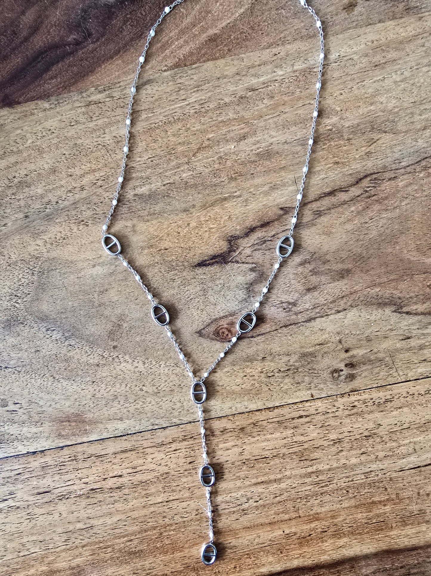 Collier  Y acier inoxydable maille marine